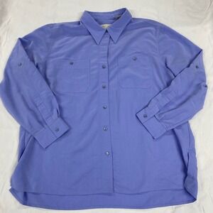 First Issue Liz Claiborne Periwinkle Blue Rayon Blend Roll Tab Button Down XL